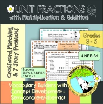 Math - 7 Story Problems with Unit Fractions and Crossword Clues