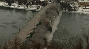 Watch the incredible moment this 107-year-old bridge was blown up in Pennsylvania after a new bridge built next to it became fully operational. | ITV News