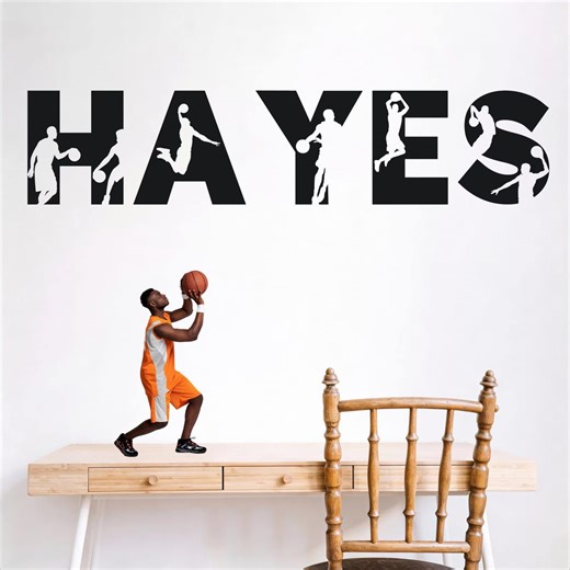 Personalized Basketball Name Wall Decal, Custom Kids Basketball Wall Sticker, Boys Sports Room Decor - Etsy