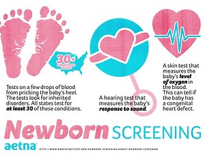 Understand your infant's health. Newborn screening tests look for harmful disorders that may not be apparent at birth and can save your child's life. | Aetna