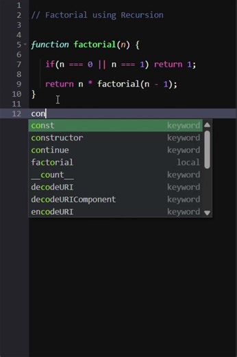 Factorial Program in JavaScript | Interview Logic Explained #shorts