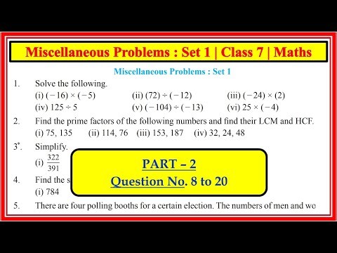 Miscellaneous problems set 1 class 7 | Math's | Q 8 to 20