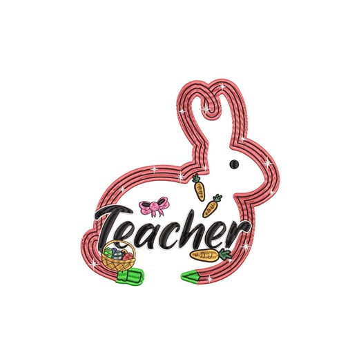 Teacher Embroidery Design, Bunny Teacher Embroidery Pattern, Cute School Embroidery, Hand Embroidery File - Etsy