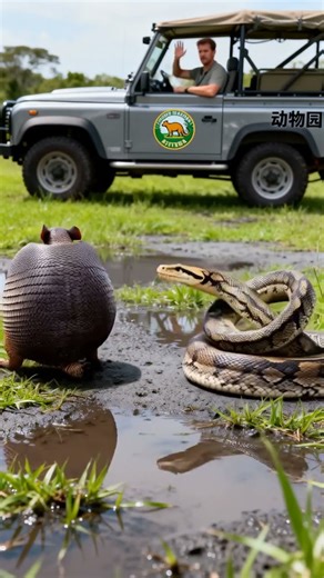 Armadillo vs Python Clash! Mid Air Sparks Stun Driver? 🐍🦡