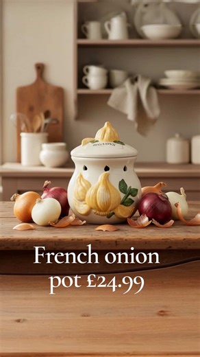 A charming French ceramic onion jar with lid, beautifully labelled “Oignons” — the perfect blend of practical storage and country cottage style. Ideal for adding a touch of authentic French charm to your kitchen shelves or worktops 🇫🇷 🤍 French ceramic 🏡 Country cottage kitchen style 💷 £24.99 🚚 Free UK postage Shop now 👉 link in bio #allthingsfrenchstore #frenchkitchen #countrycottage #frenchceramics #kitchenstorage