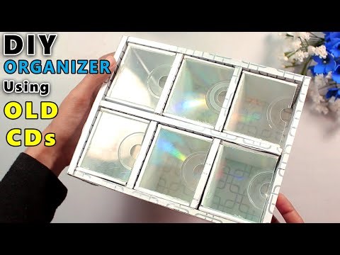 DIY Organizer idea using Old Cds and Cardboard | How to make storage box#CardboardDeskOrganizer