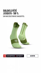 Nos chaussettes iconiques à -20 %. Ultra-légères, respirantes, prêtes à performer du début à la fin. | Compressport