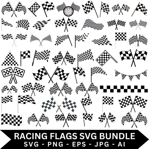Racing Flags SVG PNG Bundle, Checkered Cut File (instant Download) - Etsy