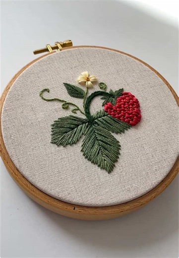 Strawberry Leaves Hand Embroidery Tutorial