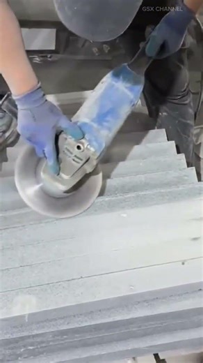 Precision Angle Grinder Cutting Stone Steps Clean Straight Lines