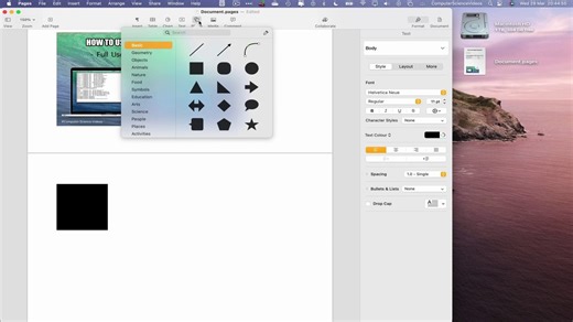 How to INSERT Shapes to a Document On the Pages Application Using a Mac - Basic Tutorial | New