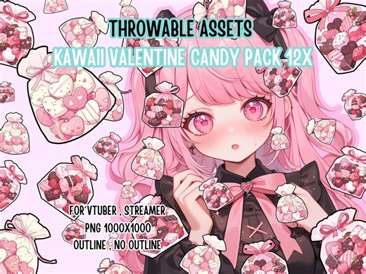 Throwable Assets Kawaii Valentine Candy Pack 12x ,2D Digital Assets,stream Decoration,vtuber,streamer Asset,t.i.t.s,love Candy,sweet Vtuber - Etsy