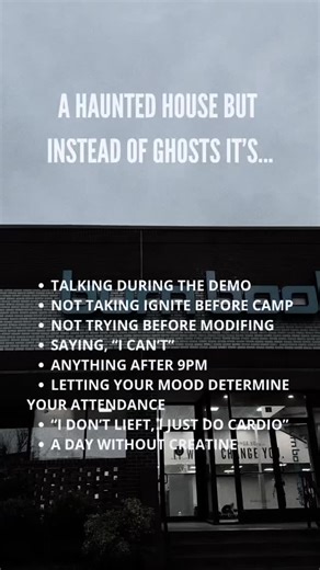 You think ghosts are scary? Try showing up without your Ignite 😱 Tag someone who’d never survive this haunted house 💀 | Burn Boot Camp - Conway, AR