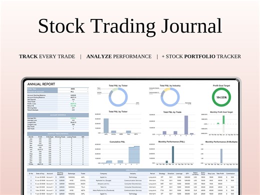 Stock Trading Journal Template for Google Sheets & Excel