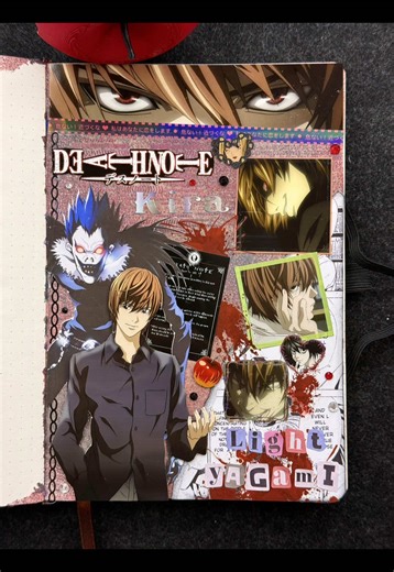 ASMR journal Death Note📓🍎💀✒️⚖️ You can find the stores where I buy my supplies through the link in my bio ✨🫶🏻 #asmr #journal #scrapbooking #deathnote #lightyagami