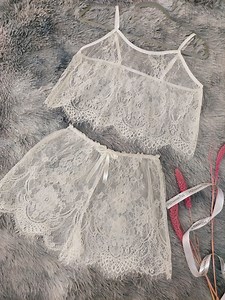 White Sheer Lace Pajama Set Wedding Night Lingerie - Etsy