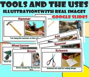 Hand Tools and their Uses - Illustrations with Real Images - GOOGLE SLIDES