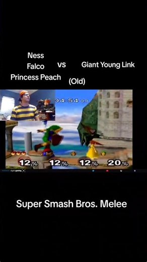 Ness/Falco/Princess Peach vs Giant Young Link (Old) - Super Smash Bros. Melee (GameCube)