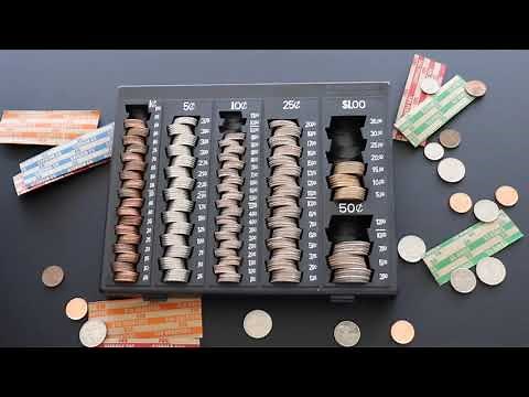 Coin Handling Tray | Bank Teller and Change Counter and Sorting Tray with 6 Compartments 32 Wrappers