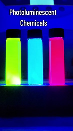 Been making things glow lately. Wanna know how? #chemistry #science #glow #color #reaction #react #fyp #red #yellow #blue #organicchemistry #vial #light