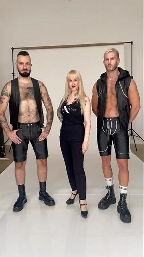 Liberation-X Leather Pouch Shorts, Leather Hoodie and Leather Waistcoat