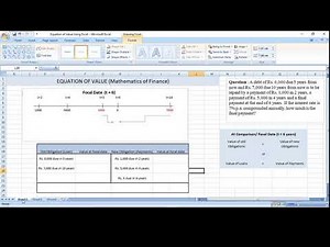 EQUATION OF VALUE using EXCEL //Mathematics of Finance// Business Mathematics through Excel