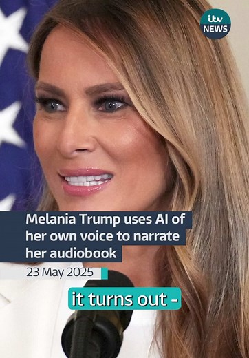 Melania Trump has used an AI version of her own voice to narrate the audiobook of her memoir - Is this a clever time saver or a lazy move by the First Lady? #itvnews