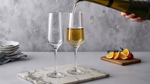 Personalized Champagne Glasses Set of 2, Customized Etched Flutes, Laser Engraved Toasting Flutes, Gift for Wedding, Bridal Party, Engagement, Anniversary (Flute Glass 9 OZ)