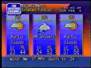 Weather Channel local forecast (1996) [-27 windchill in Atlanta, GA!]