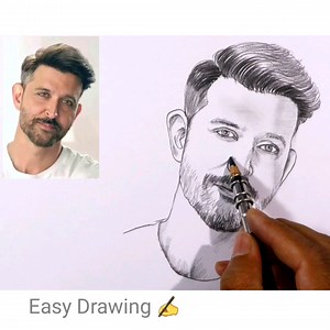 152K views · 2K reactions | How To Draw Realistic Face Hrithik Roshan | Easy Pencil Drawing #HrithikRoshanDrawing #art #drawingvideo #pencildrawingstudio | Sayed Drawing Academy | Facebook