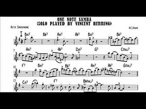 One Note Samba(A.C.Jobim) Vincent Herring Alto sax solo transcription
