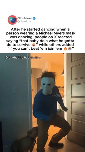 his “starts dancing with Michael Myers mask guy” moment goes viral 😂🎭 #Viral