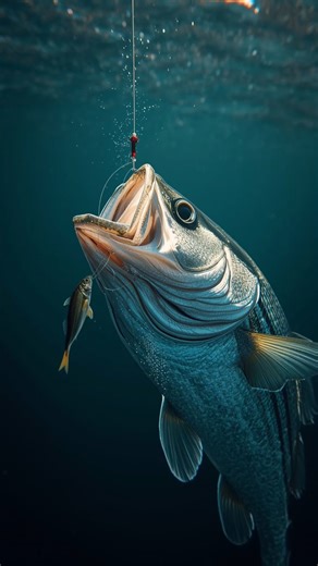 Striped Bass ⚡ Minnow Bite #shorts