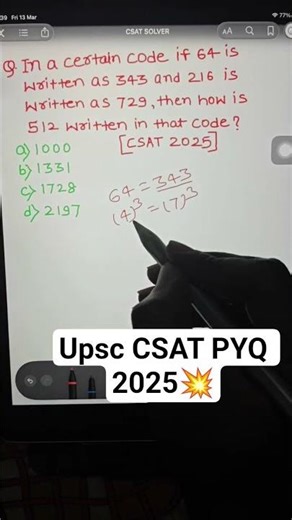 UPSC CSAT 2025 PYQ/Coding decoding topic