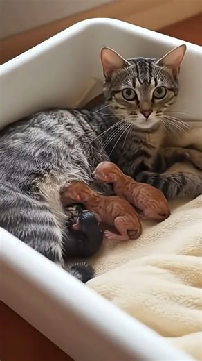 Heroic Mother Cat Saves Her Newborn Kittens from the Flood | Baby Cat