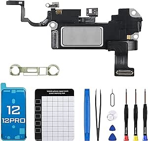 for iPhone 12 Earpiece Front Speaker Replacement OEM for iPhone 12 pro Repair Ear Module with Proximity Sensor Ambient Light Sensor Connector Fix Tool Kit A2172 A2402 A2403 A2404