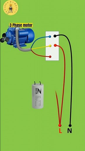 How to run 3 phase motor on single phase using capasitor #electrician #electrical
