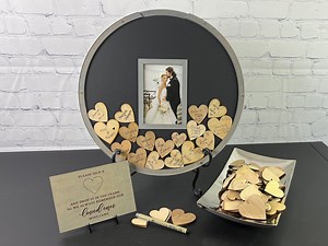 Elegant Round Wedding Guest Book Frame With Photo Opening - Perfect Keepsake for Your Special Day! - Etsy
