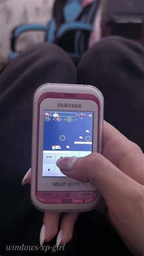 nyan cat java game on my hello kitty phone! #games #vintage #nostalgia #phone #hellokitty #aestetic