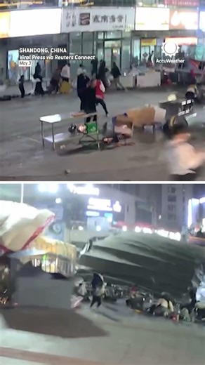 High Winds Send Market Stalls Flying in China!