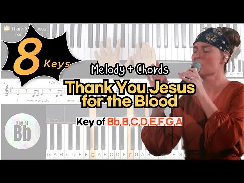 Thank You Jesus for the Blood-Charity Gayle | Key of Bb, B, C, D, E, F, G, AㅣWorship Piano Tutorials