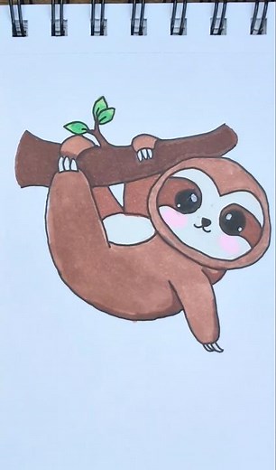 Day - 6 Drawing cute baby animals - Baby Sloth. #cutedrawing #drawingforkids #art #creativekids