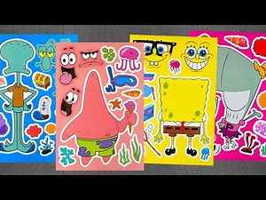 [paper diy] SpongeBob SquarePants Dress Up Sticker Book with Patrick Star, Squidward | Paper ASMR