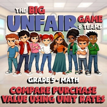 Compare Purchase Value Using Unit Rates BIG UNFAIR Math Game - No Prep Grade 5