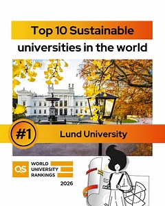 Here are the top 10 universities leading the QS World University Rankings: Sustainability 2026. Lund University takes the top spot, followed by the University of Toronto and UCL. Visit https://eu1.hubs.ly/H0pF2vZ0 to discover which other universities made the list and see how your dream uni ranked this year. #QSSustainability #SustainableUniversities #UniversityRankings | QS Top Universities | Facebook