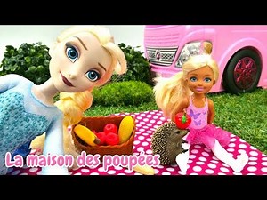 Poupées Elsa et Evi à la pique-nique. Vidéo pour enfants