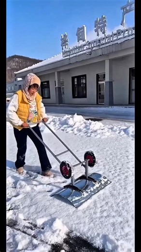 Snow Removal Fail 😂 Auntie’s Upside-Down Trolley Disaster! #Shorts