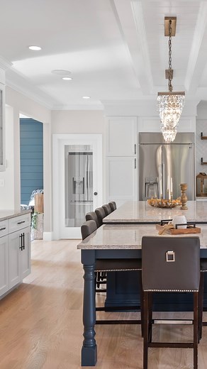 How to maximize seating at your kitchen island: 1. Add a dropdown extension at the end or the side of your island. *this can be done to an existing island! 2.) Leave an overhang at the end of your island to add a chair when needed. This is ideal for smaller spaces. 3.) Opt for a square kitchen island that has a full row of seating on 2 sides! #kitchenislandseating #kitchenislanddesign | Kadilak Homes