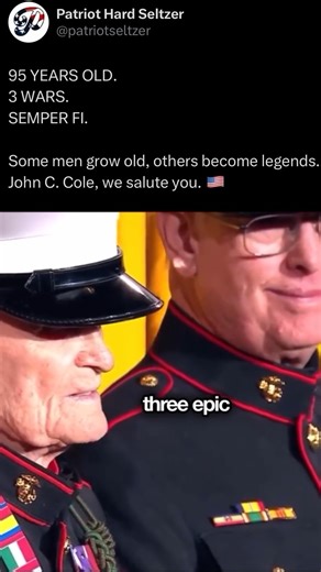 14K reactions · 2.2K shares | At 95, WWII Veteran and U.S. Marine Corps Sergeant John C. Cole left behind a legacy of true patriotism. They tried to break him, but he stood stronger. Now, he lives on as a symbol of courage and sacrifice.  #veteran #patriot #courage #militaryheroes #semperfi #americanpride #johnccole #patriot #patriotism #patriotseltzer #marines #usmarine #marinecorps #usa #freedom | The Hero Company | Facebook