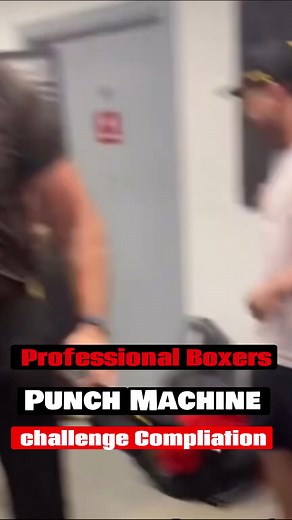 Powerful Boxers Challenge Punch Machine with Impressive Strength